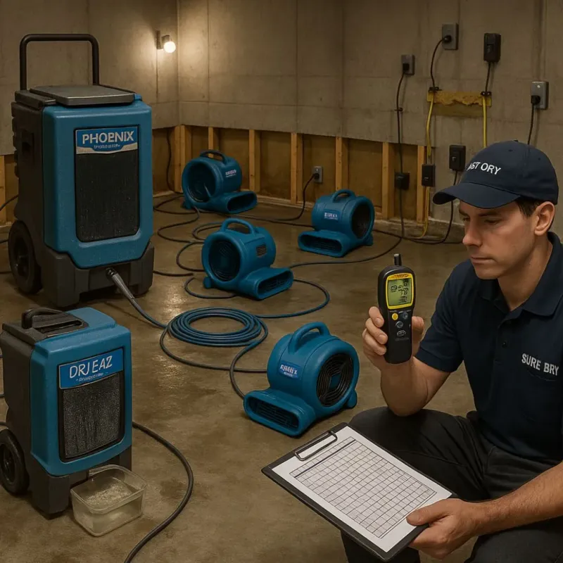 Structural Drying and Dehumidification process in Davenport, IA